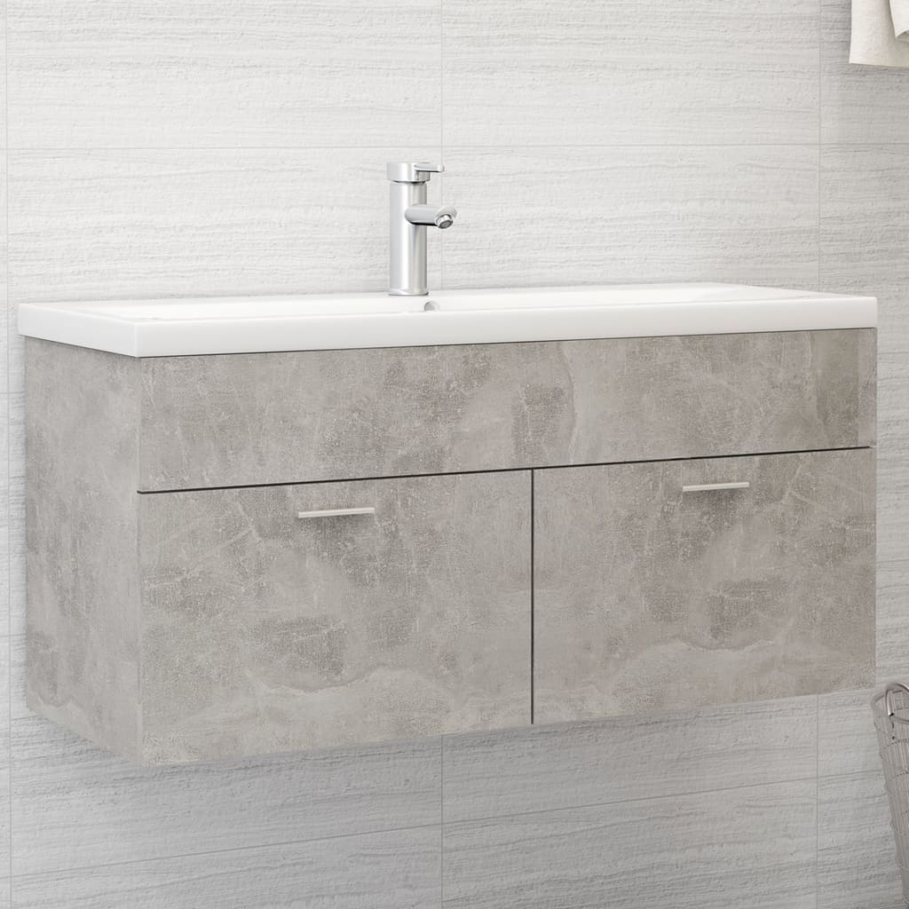 vidaXL Sink Cabinet Concrete Grey 100x38.5x46 cm Engineered Wood