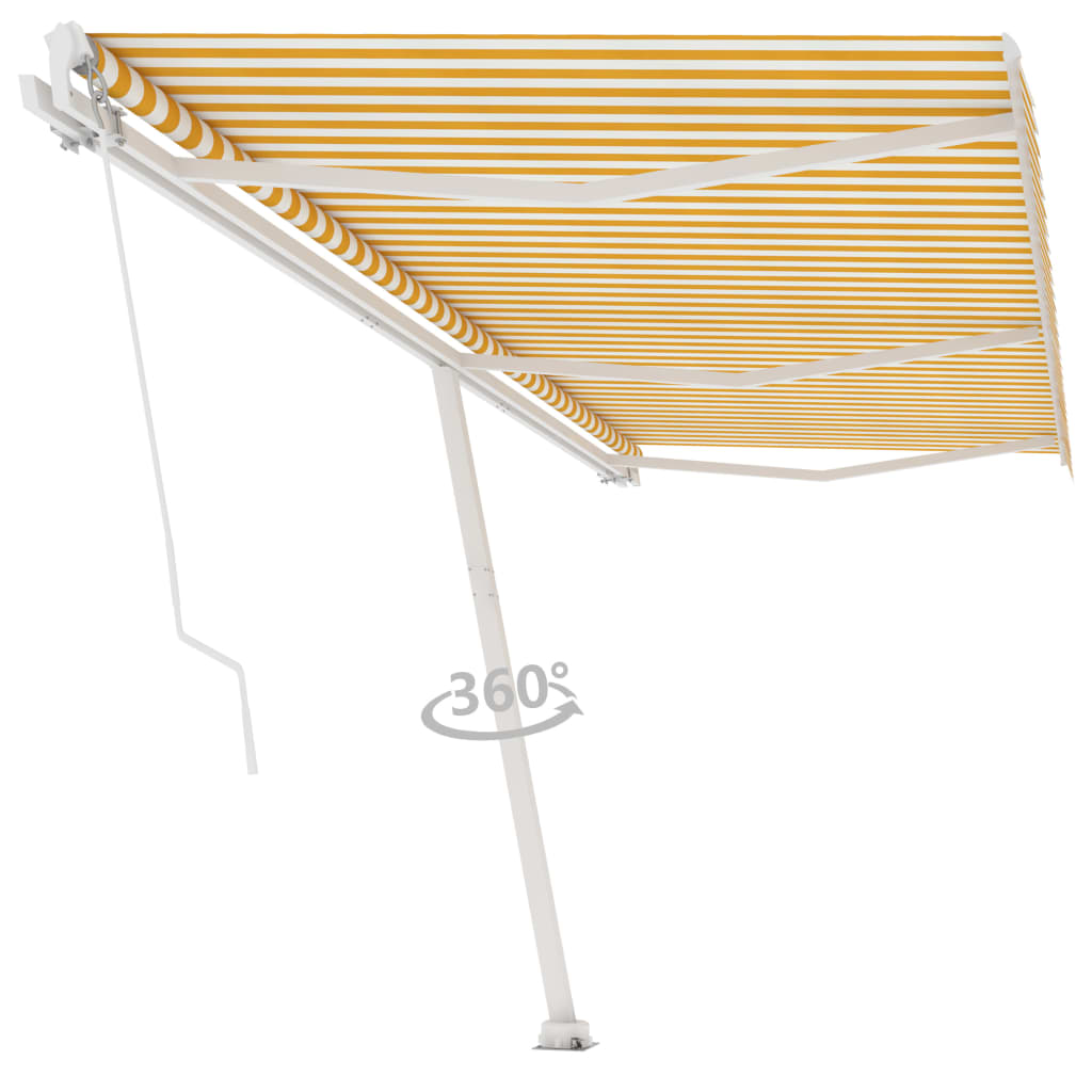 vidaXL Freestanding Manual Retractable Awning 600x300 cm Yellow/White