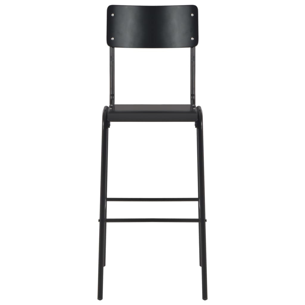 vidaXL Bar Chairs 2 pcs Black Solid Plywood Steel
