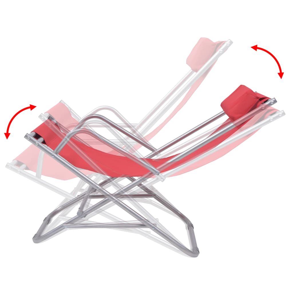 vidaXL Reclining Deck Chairs 2 pcs Steel Red