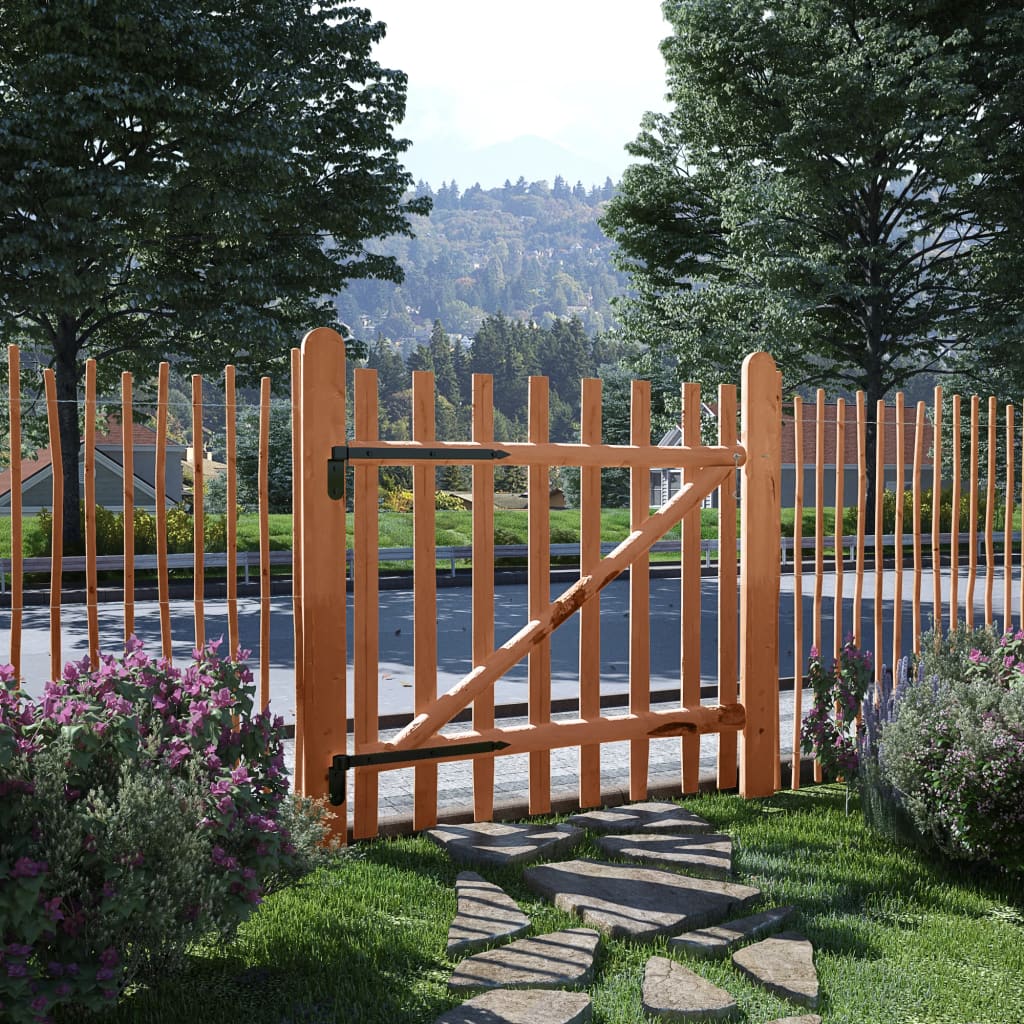 vidaXL Single Fence Gate Impregnated Hazel Wood 100x100 cm