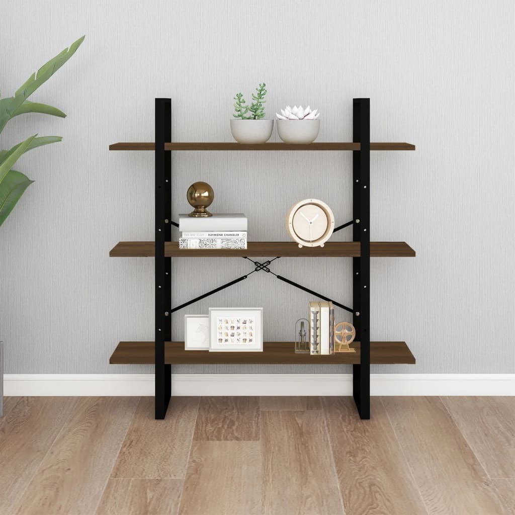 vidaXL Book Cabinet Brown Oak 100x30x105 cm Engineered Wood