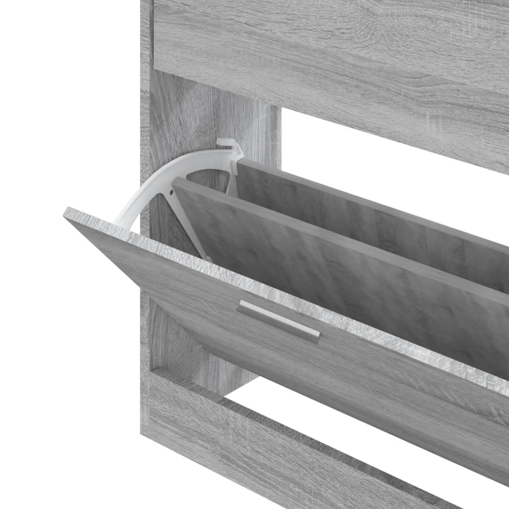 vidaXL Shoe Cabinet Grey Sonoma 63x24x81 cm Engineered Wood