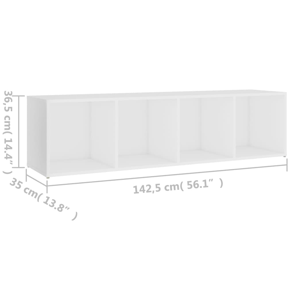 vidaXL TV Cabinet White 142.5x35x36.5 cm Chipboard