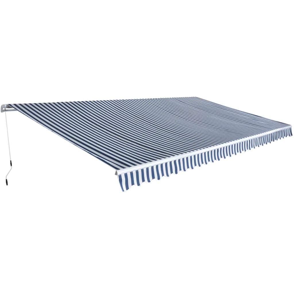 vidaXL Folding Awning Manual-Operated 600 cm Blue and White