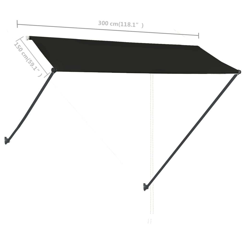 vidaXL Retractable Awning with LED 300x150 cm Anthracite