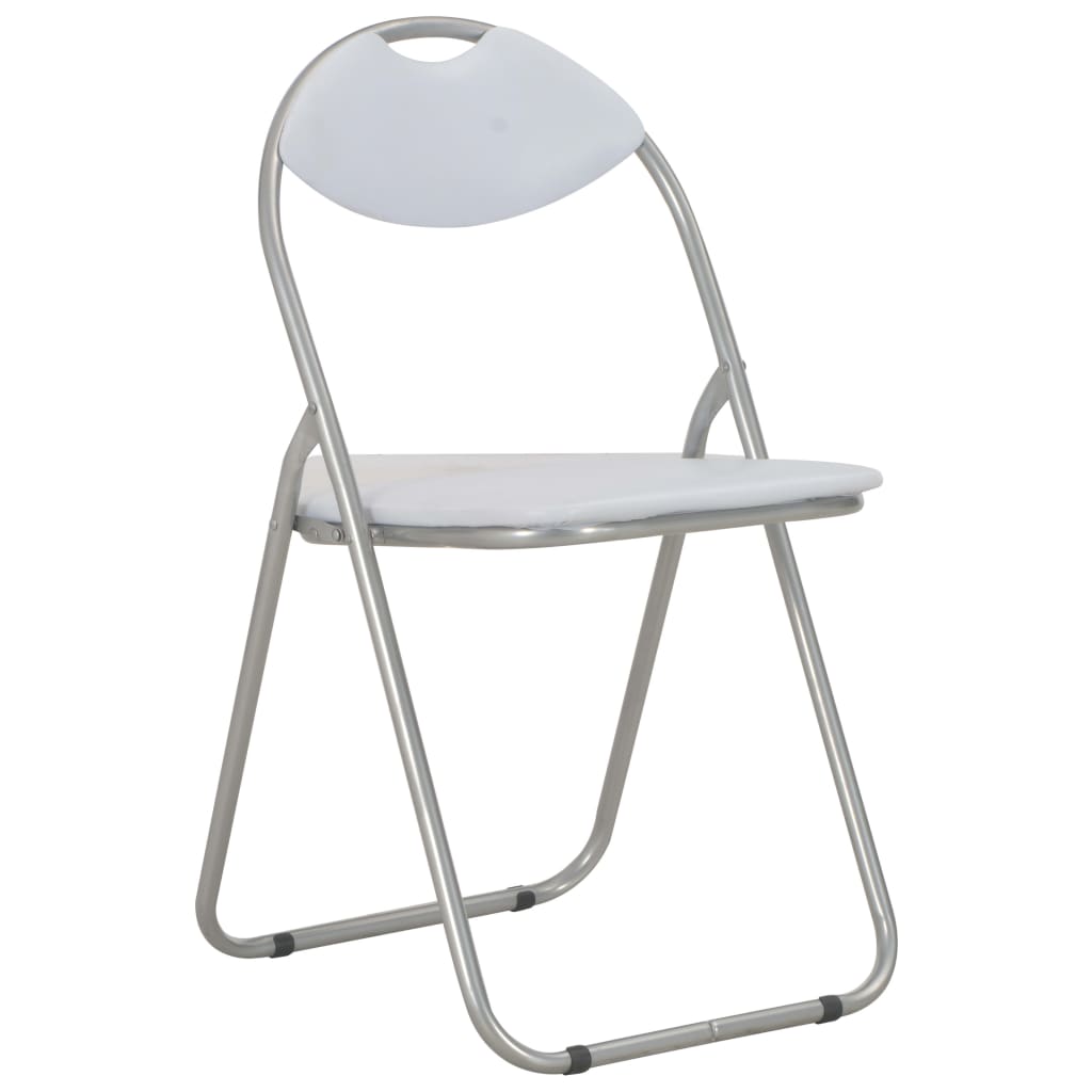 vidaXL Folding Dining Chairs 2 pcs White Faux Leather
