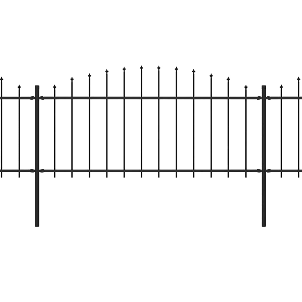vidaXL Garden Fence with Spear Top Steel (0.5-0.75)x6.8 m Black