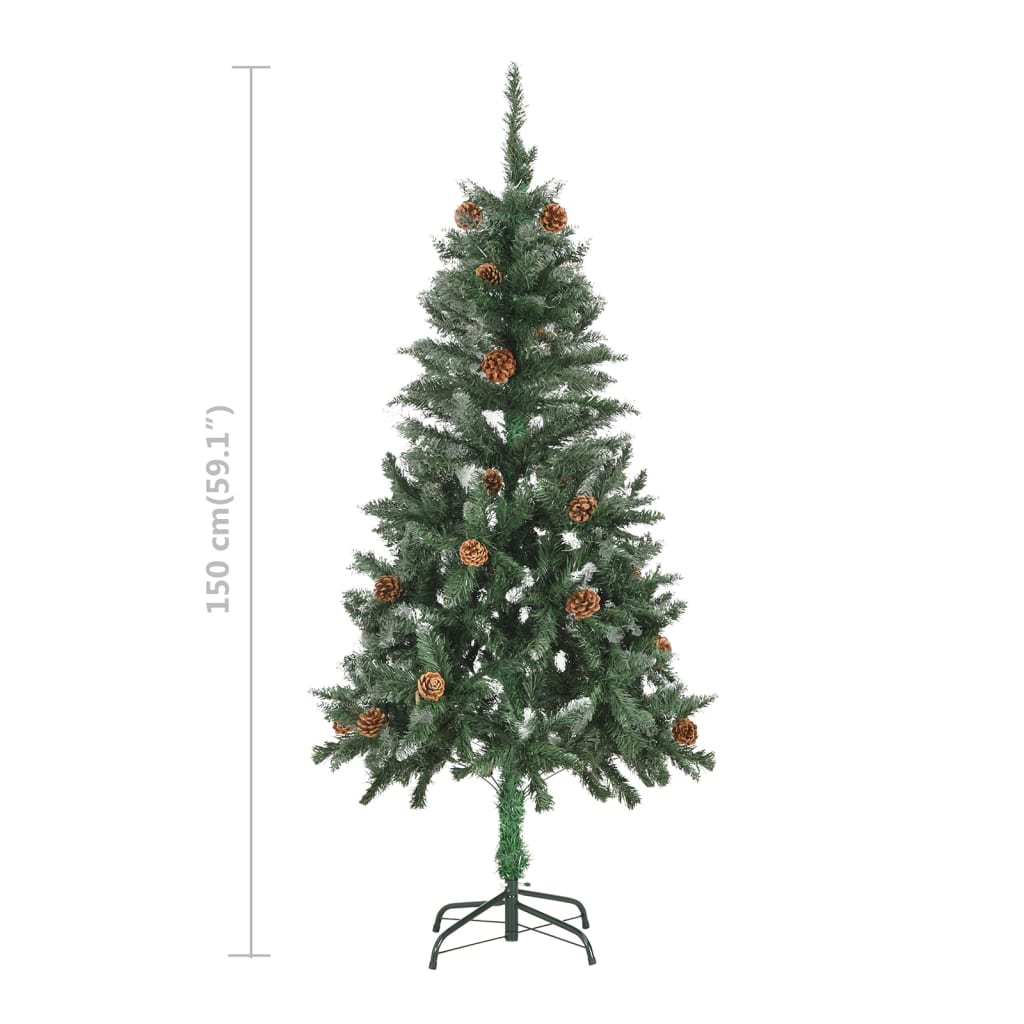 vidaXL Artificial Pre-lit Christmas Tree with Ball Set Pine Cones 150 cm