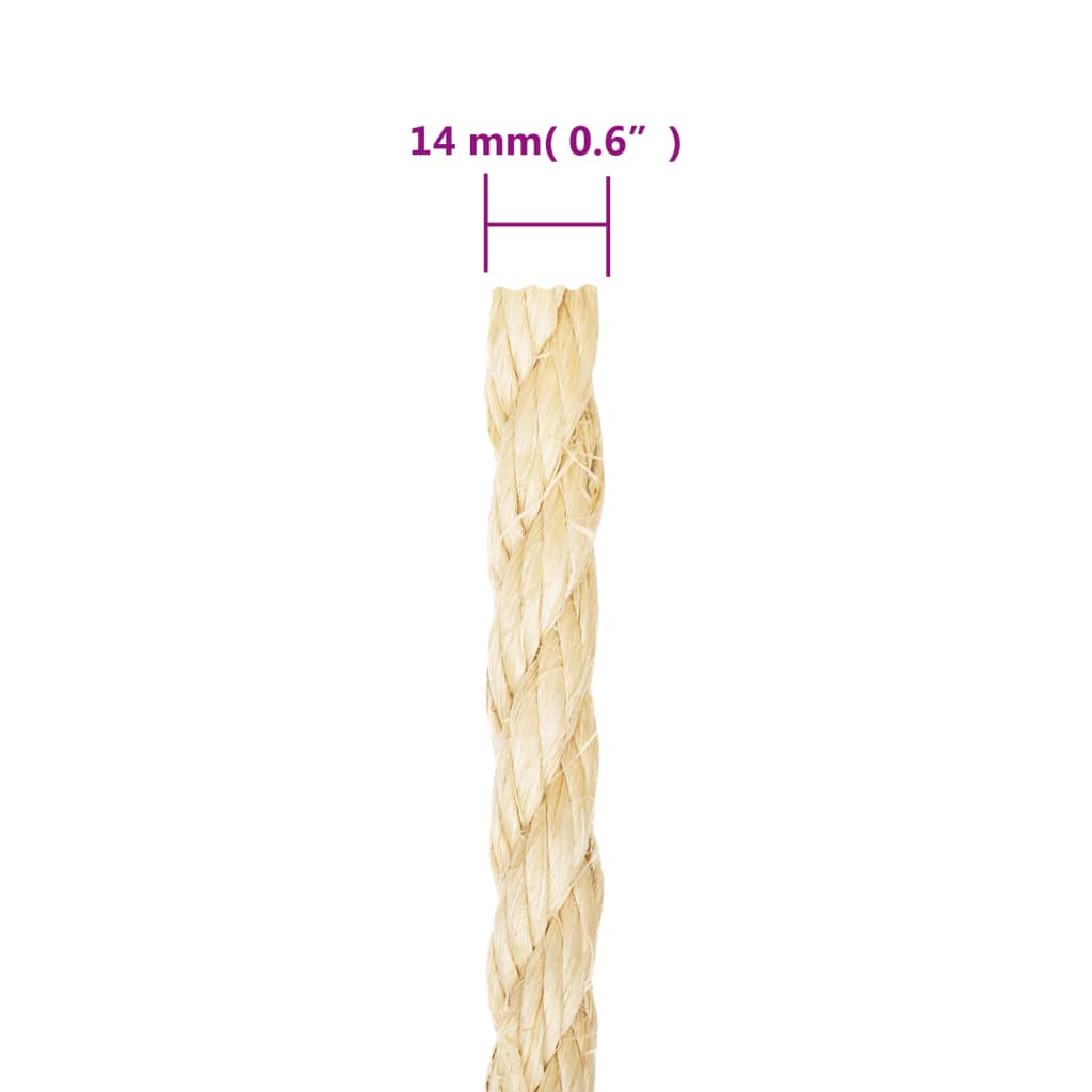 vidaXL Rope 100% Sisal 14 mm 25 m
