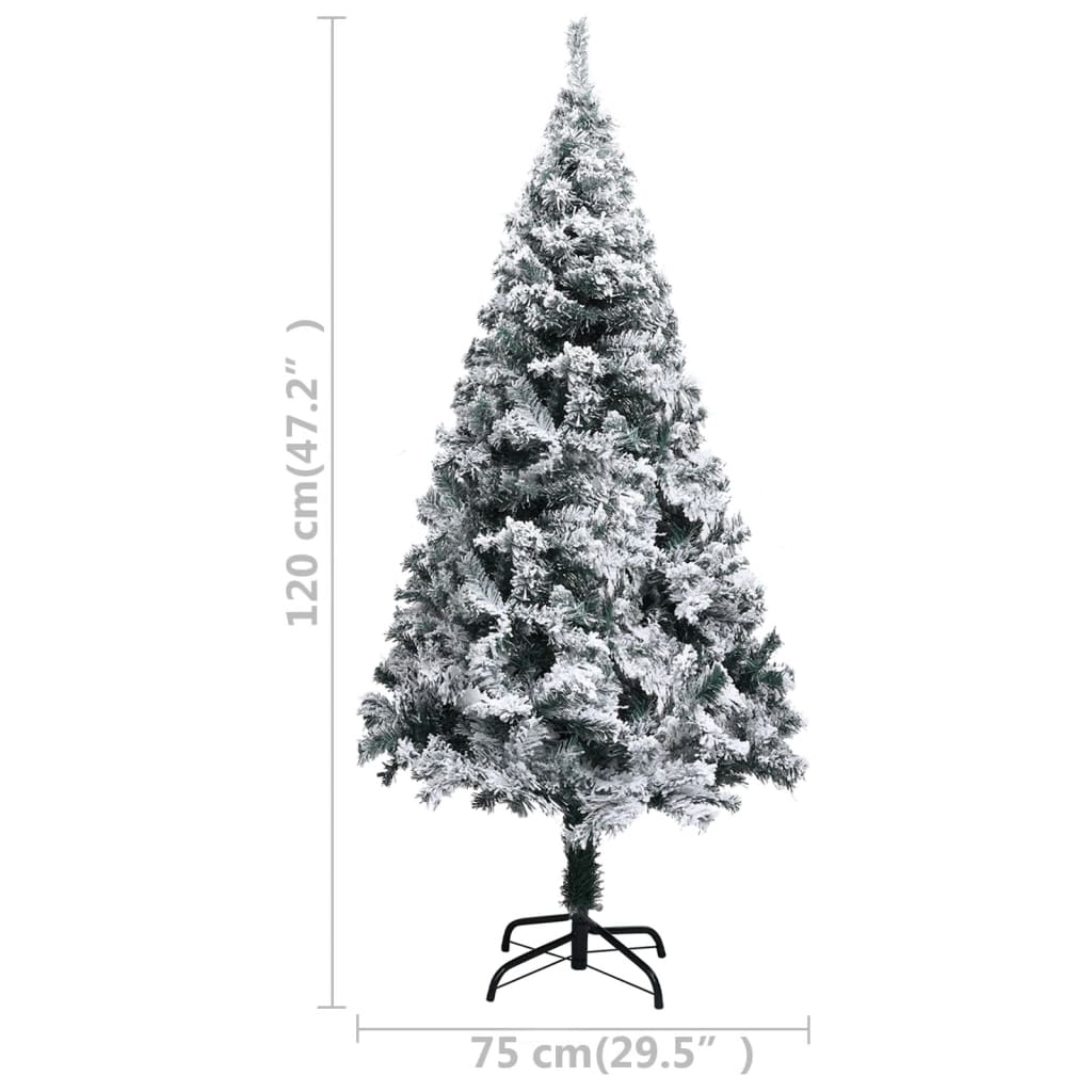 vidaXL Artificial Christmas Tree with Flocked Snow Green 120 cm PVC