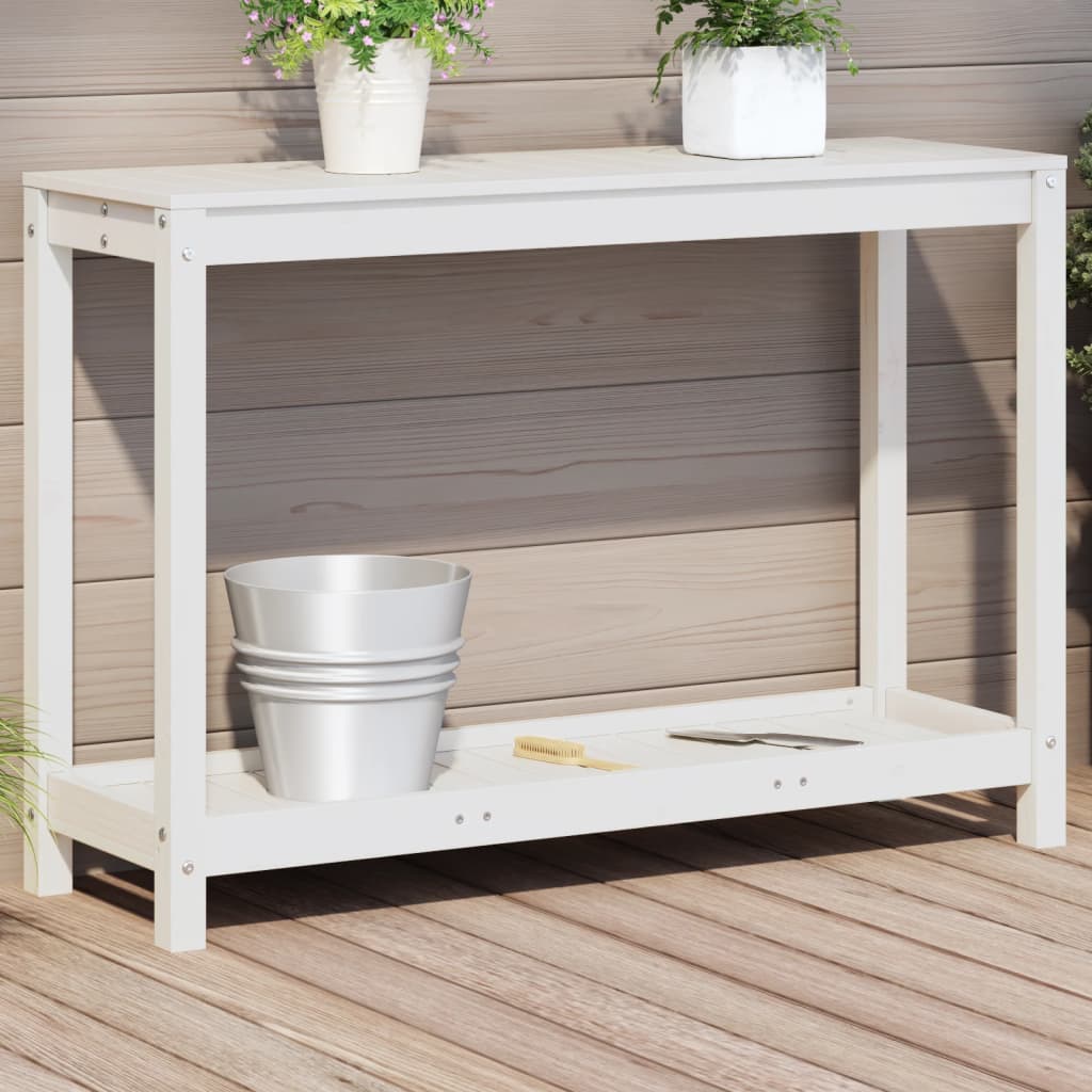 vidaXL Potting Table with Shelf White 108x35x75 cm Solid Wood Pine