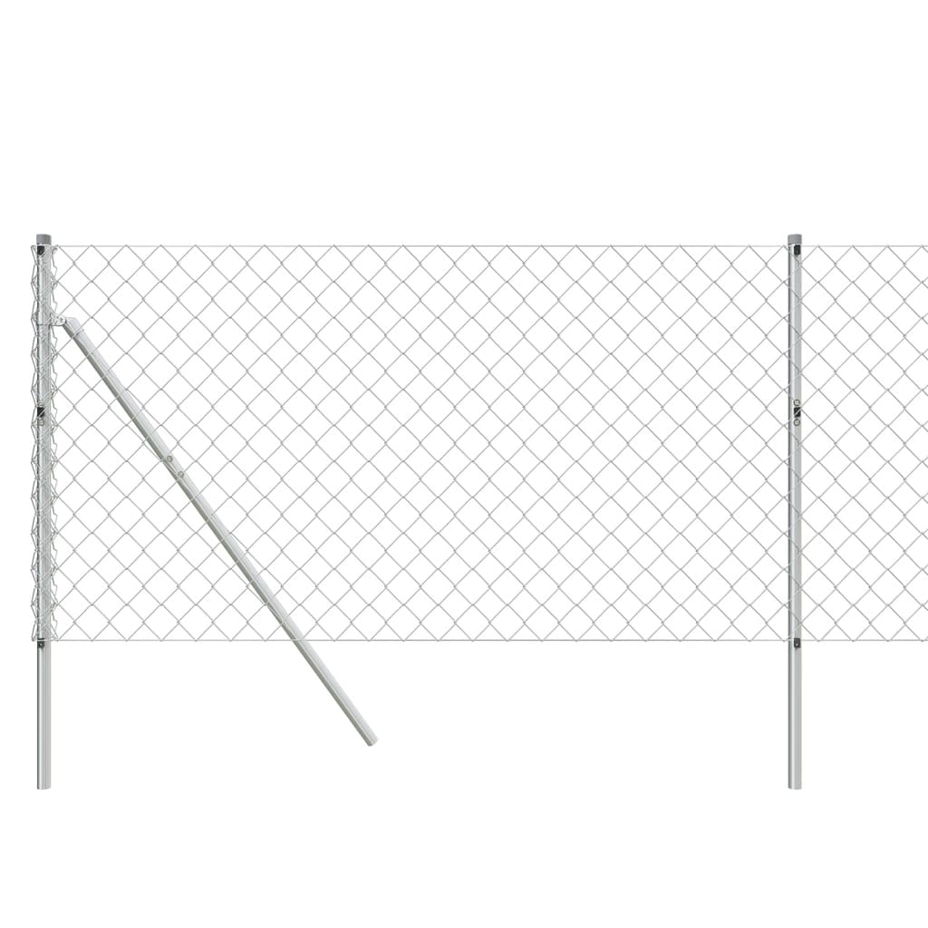 vidaXL Chain Link Fence Silver 0.8x10 m