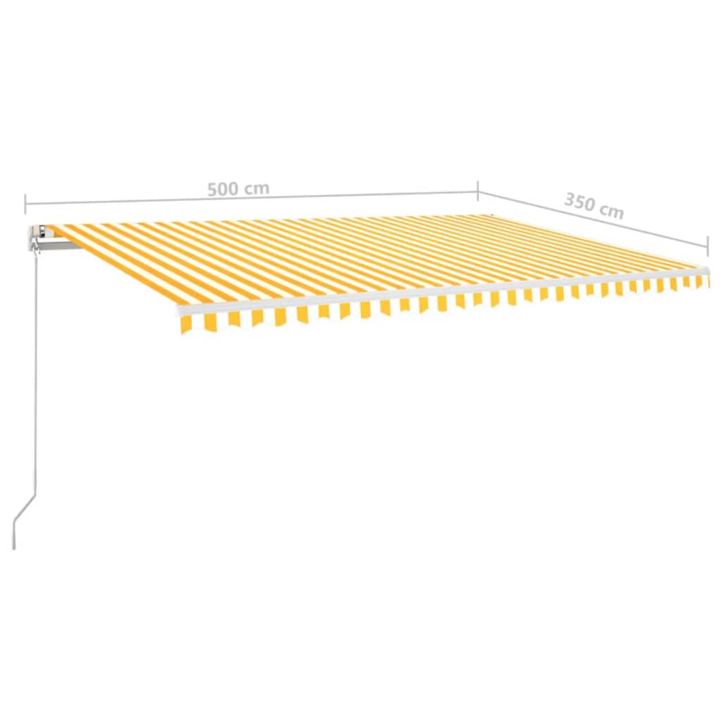 vidaXL Manual Retractable Awning 500x350 cm Yellow and White