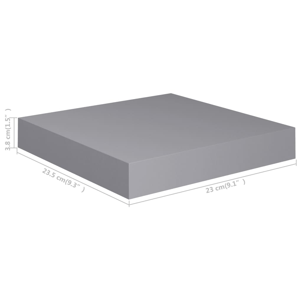 vidaXL Floating Wall Shelf Grey 23x23.5x3.8 cm MDF