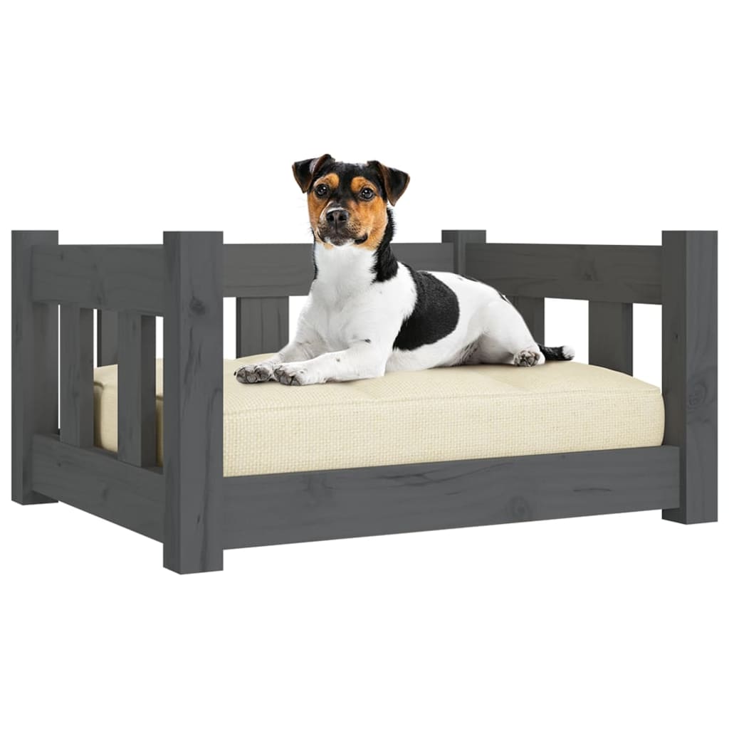 vidaXL Dog Bed Grey 55.5x45.5x28 cm Solid Wood Pine