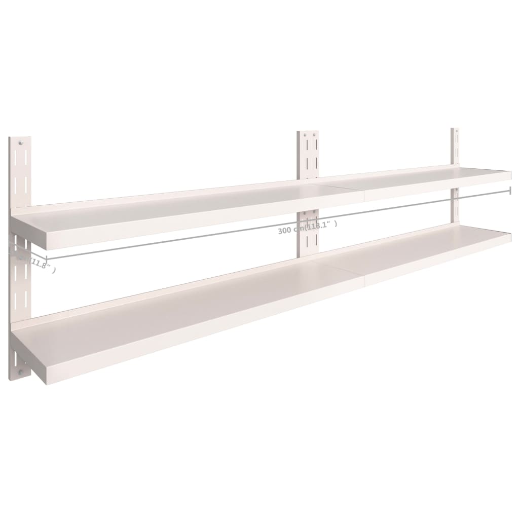 vidaXL 2-Tier Floating Wall Shelves 2 pcs Stainless Steel 300x30 cm