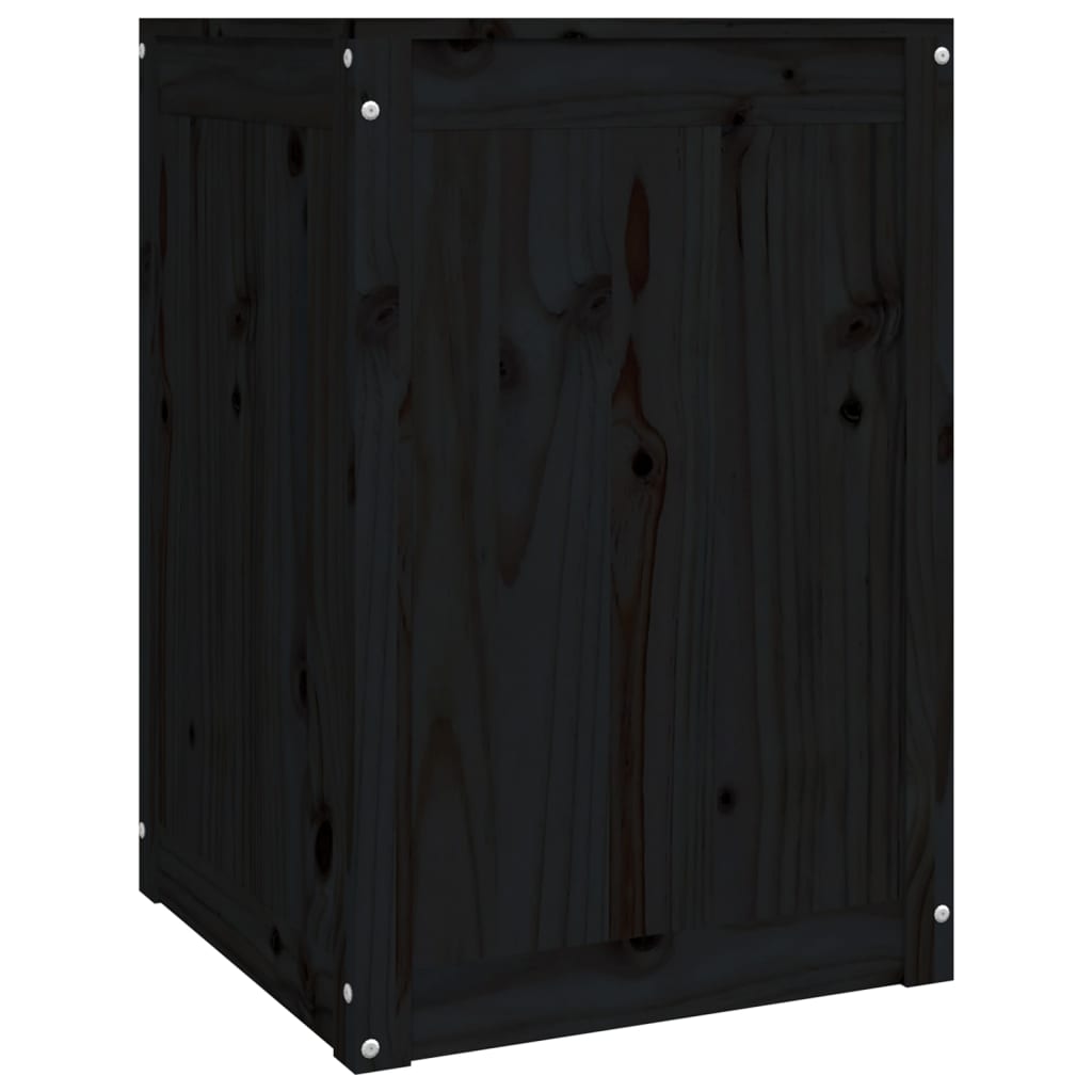vidaXL Laundry Box Black 44x44x66 cm Solid Wood Pine