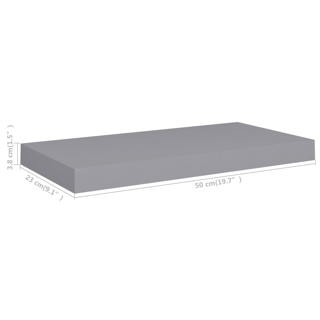vidaXL Floating Wall Shelves 4 pcs Grey 50x23x3.8 cm MDF