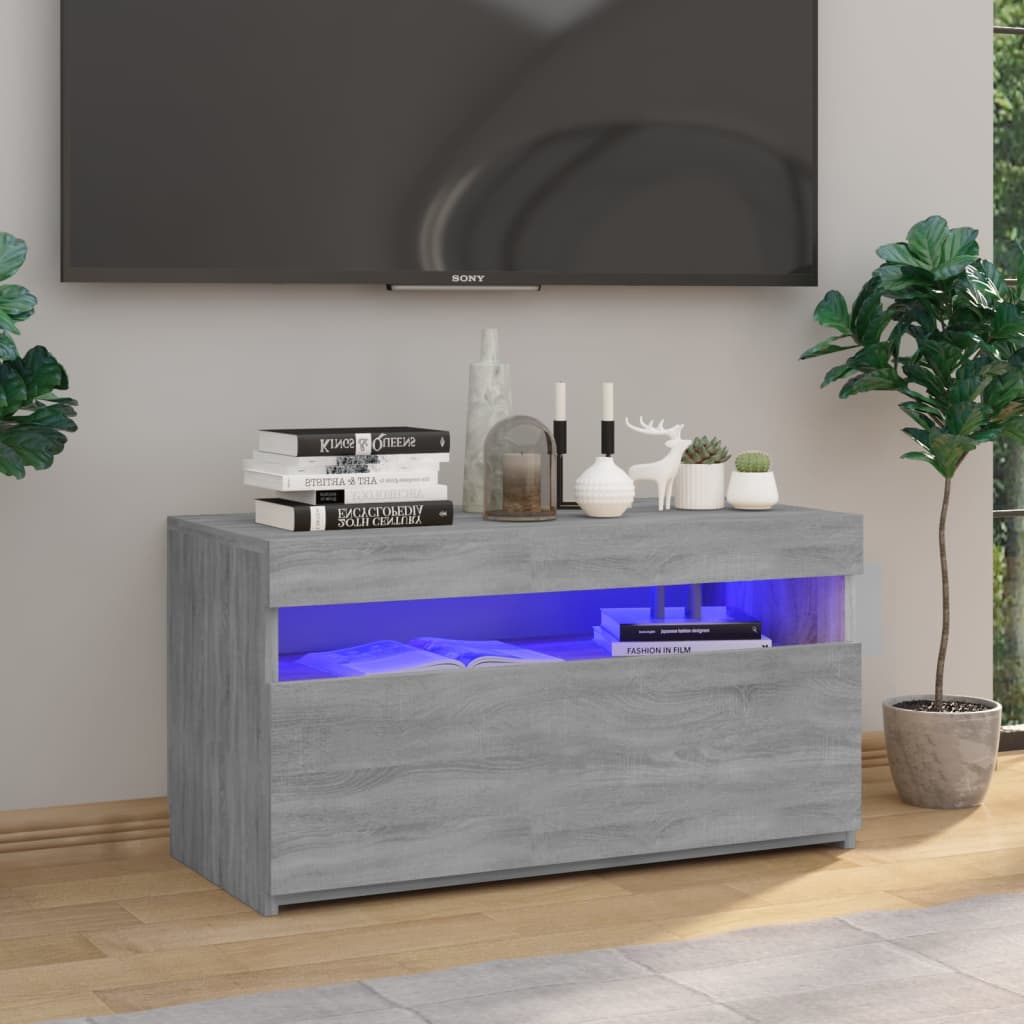 vidaXL TV Cabinet with LED Lights Grey Sonoma 75x35x40 cm