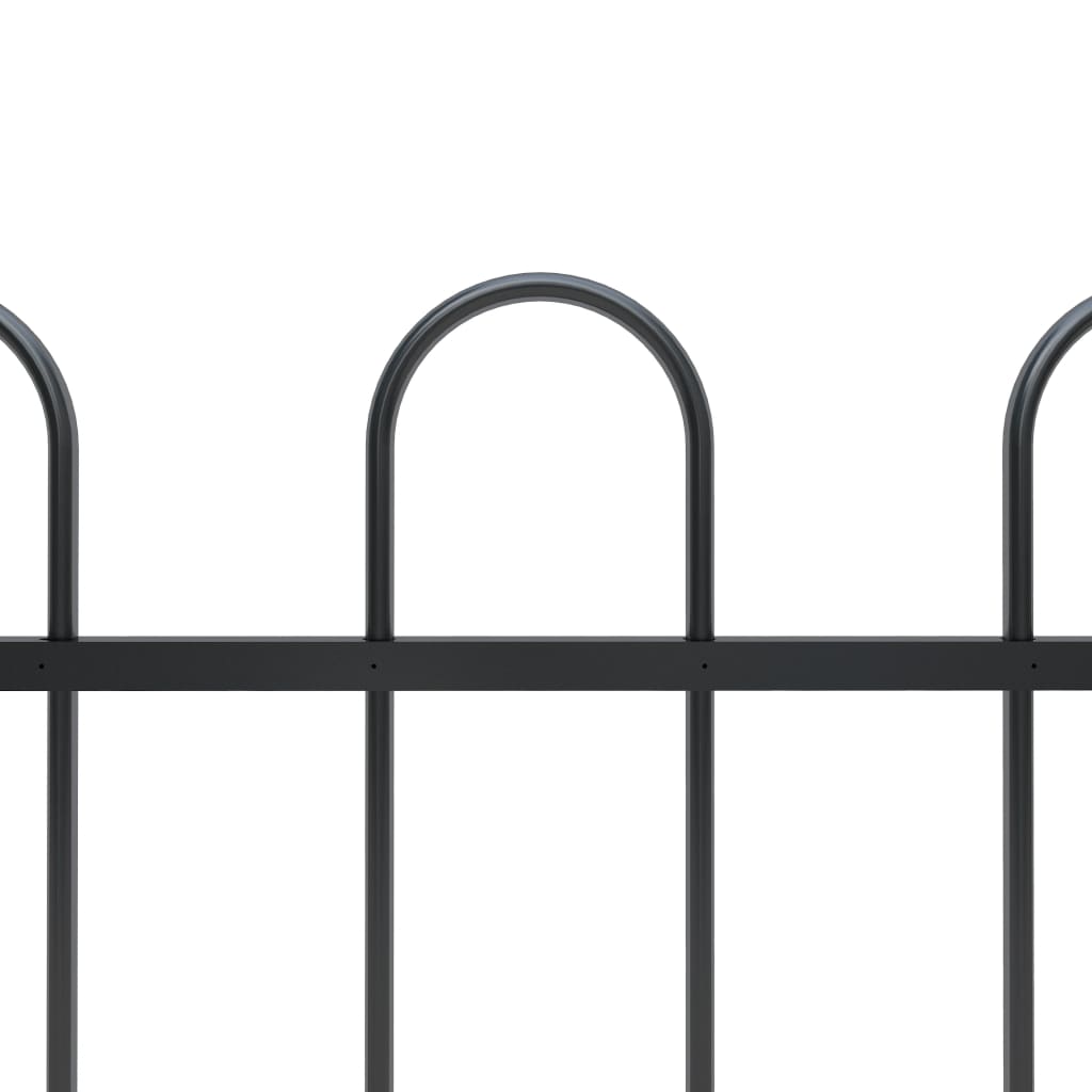 vidaXL Garden Fence with Hoop Top Steel 10.2x1 m Black