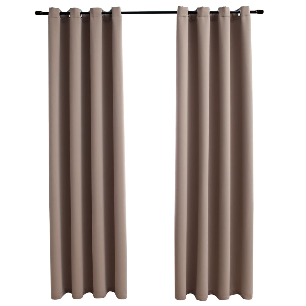 vidaXL Blackout Curtains with Metal Rings 2 pcs Taupe 140x225 cm
