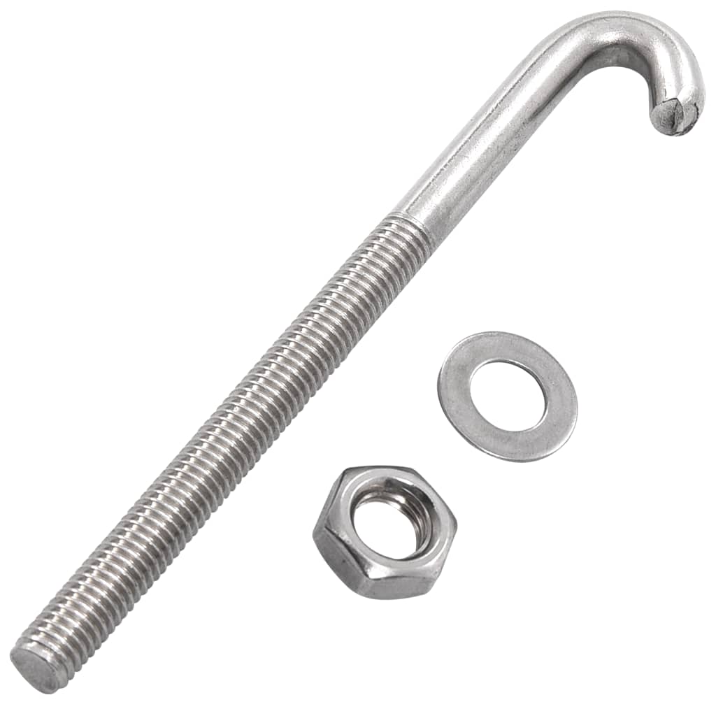 vidaXL Anchored J-Bolt w/Nut and Washer M8x120 mm 25 Sets