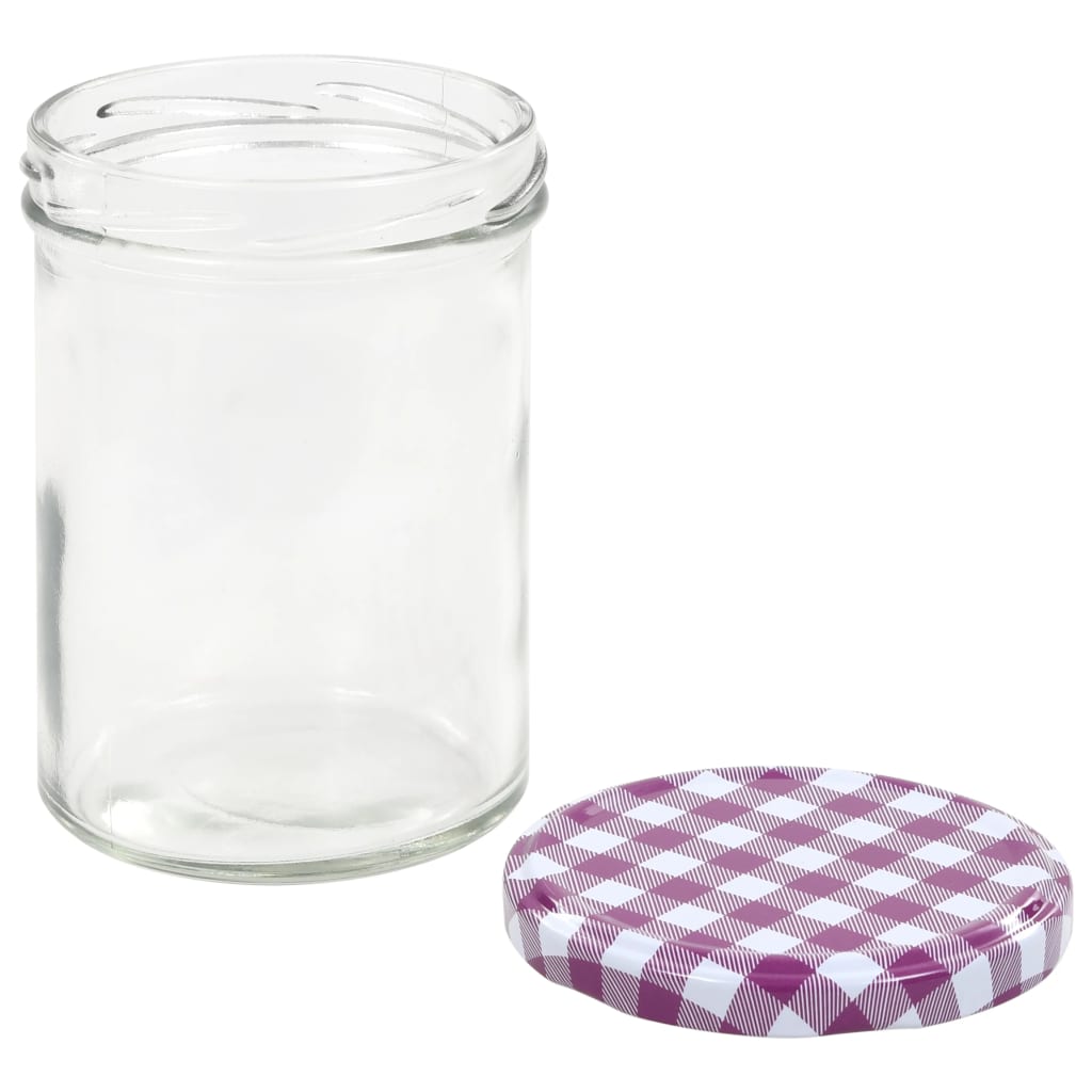 vidaXL Glass Jam Jars with White and Purple Lid 96 pcs 400 ml