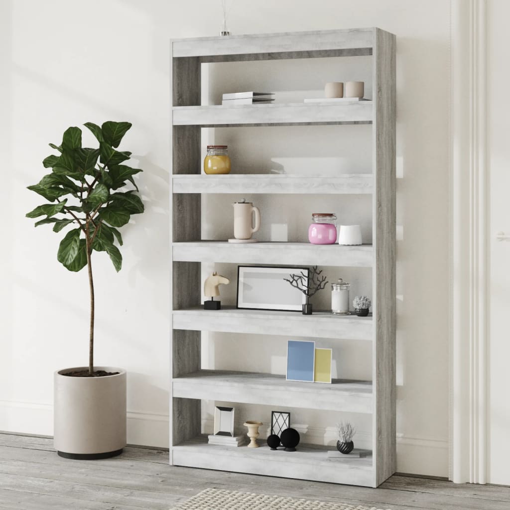 vidaXL Book Cabinet/Room Divider Grey Sonoma 100x30x198 cm Engineered wood