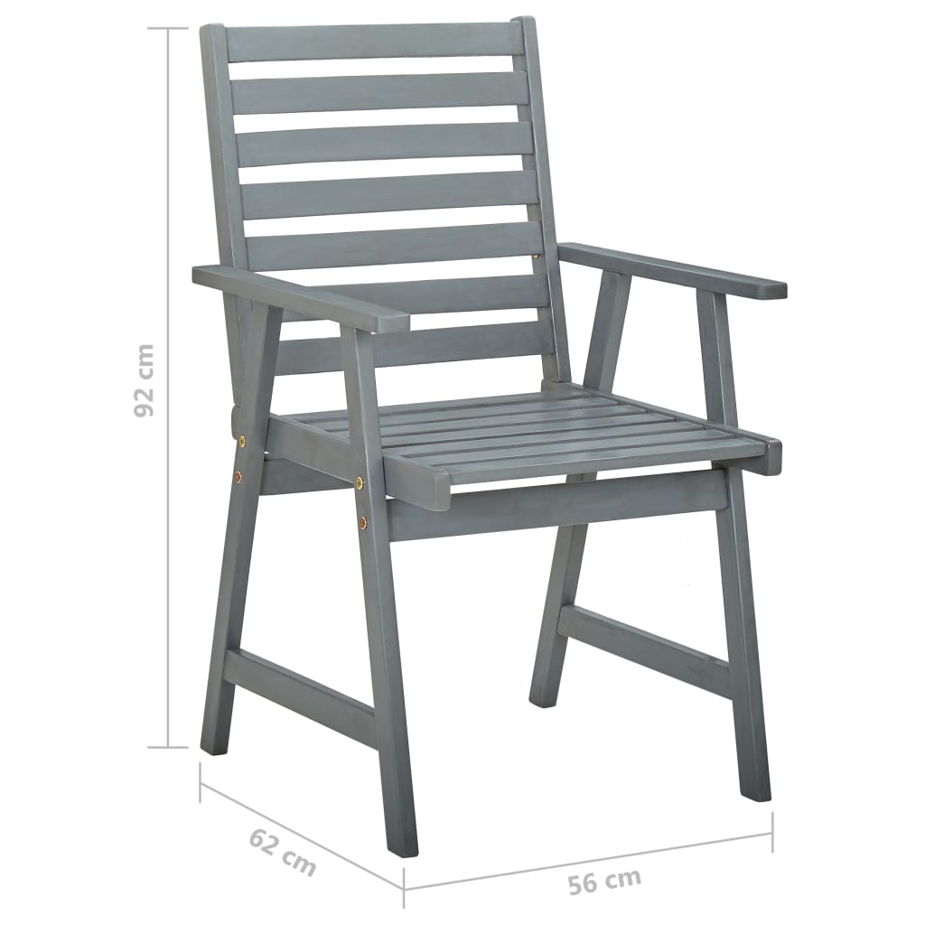 vidaXL Outdoor Dining Chairs 2 pcs Grey Solid Acacia Wood