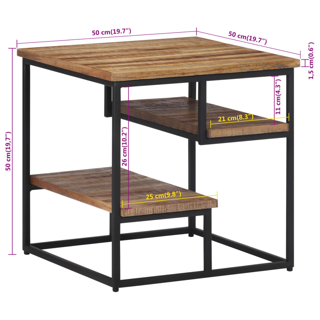 vidaXL Side Table 50x50x50 cm Solid Reclaimed Teak