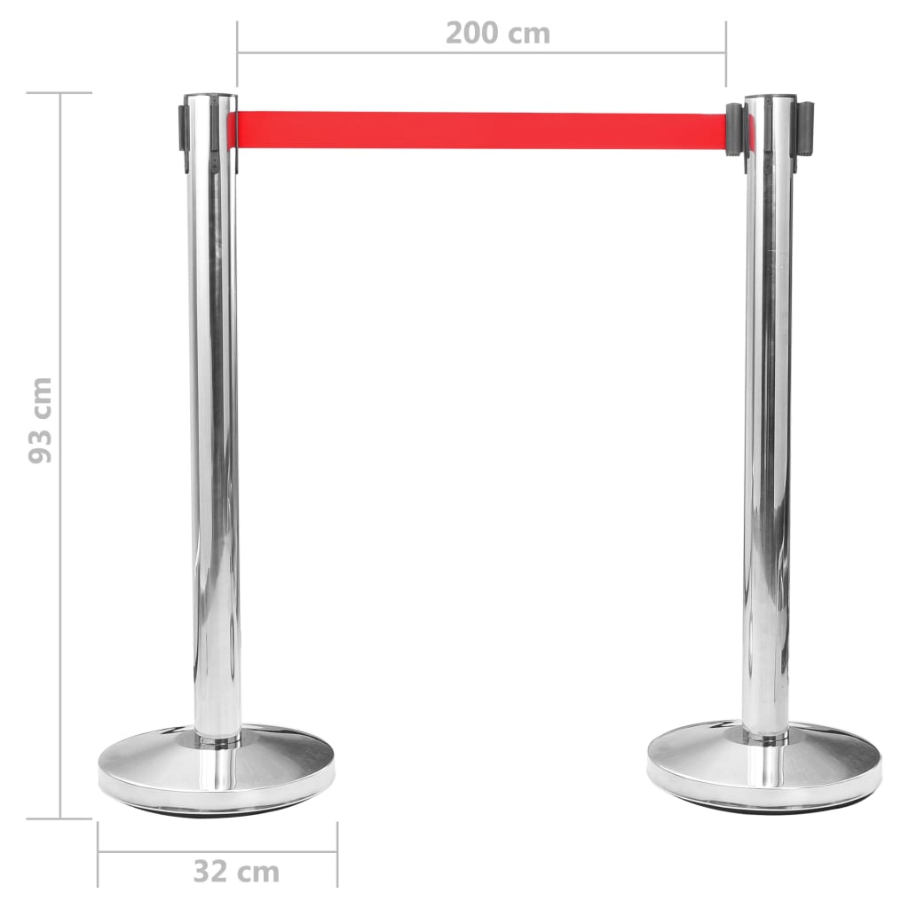 vidaXL Stanchion with Belt Airport Barrier Stainless Steel Silver