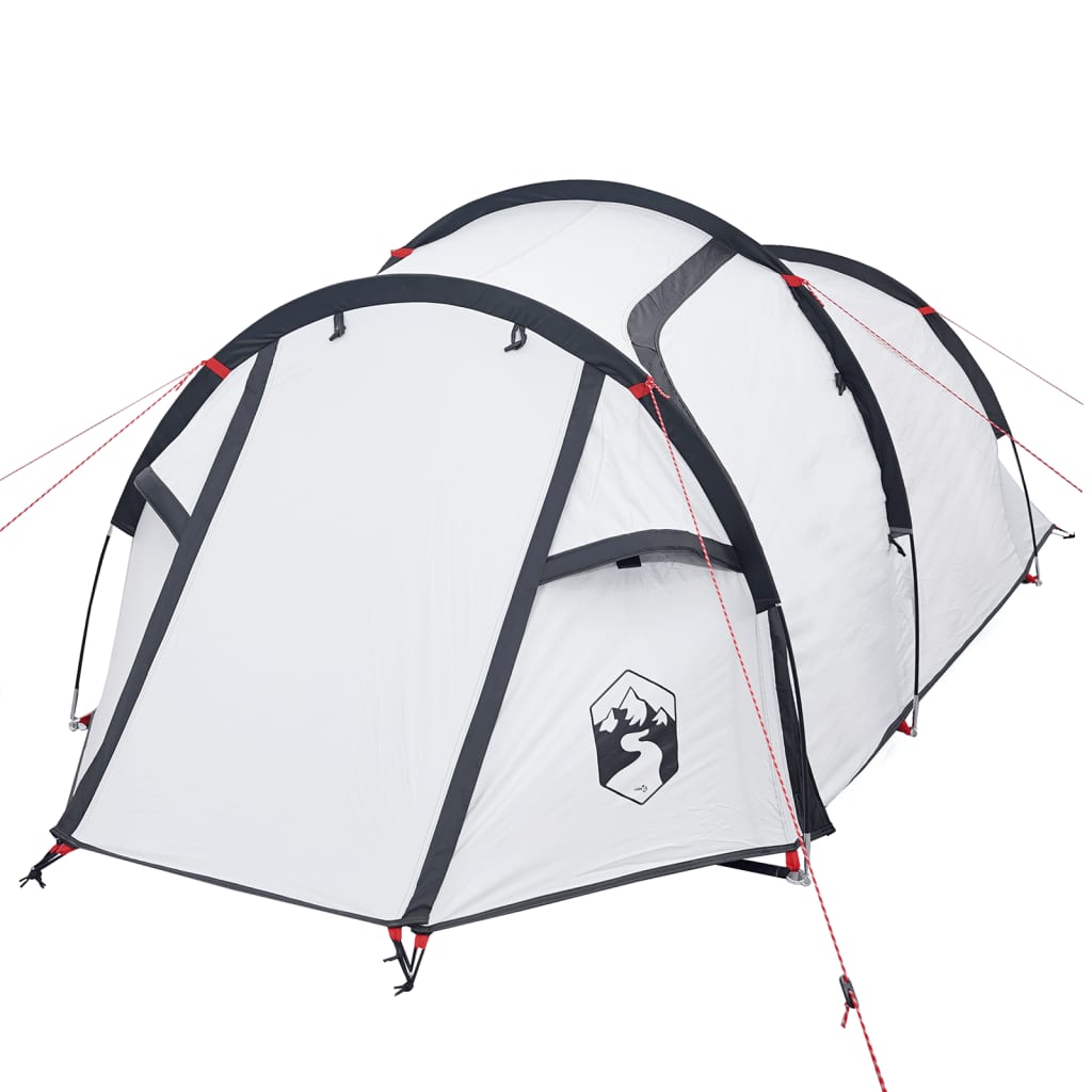 vidaXL Camping Tent Tunnel 2-Person White Blackout Fabric Waterproof