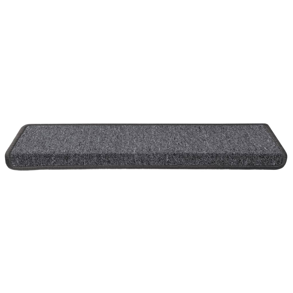 vidaXL Carpet Stair Treads 15 pcs 65x21x4 cm Grey and Black
