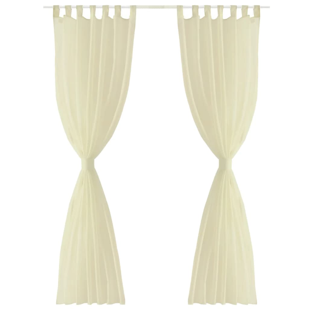 Cream Sheer Curtain 140 x 245 cm 2 pcs