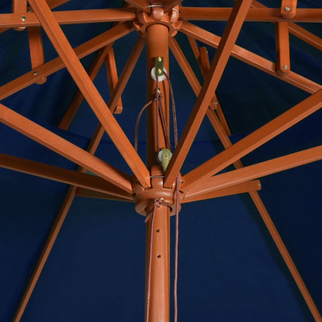 vidaXL Double Decker Parasol with Wooden Pole Blue 270 cm