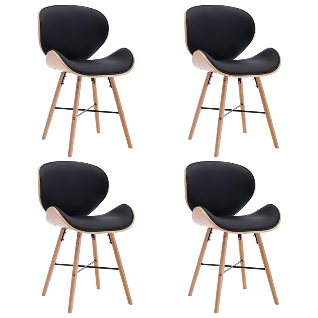 vidaXL Dining Chairs 4 pcs Black Faux Leather and Bentwood