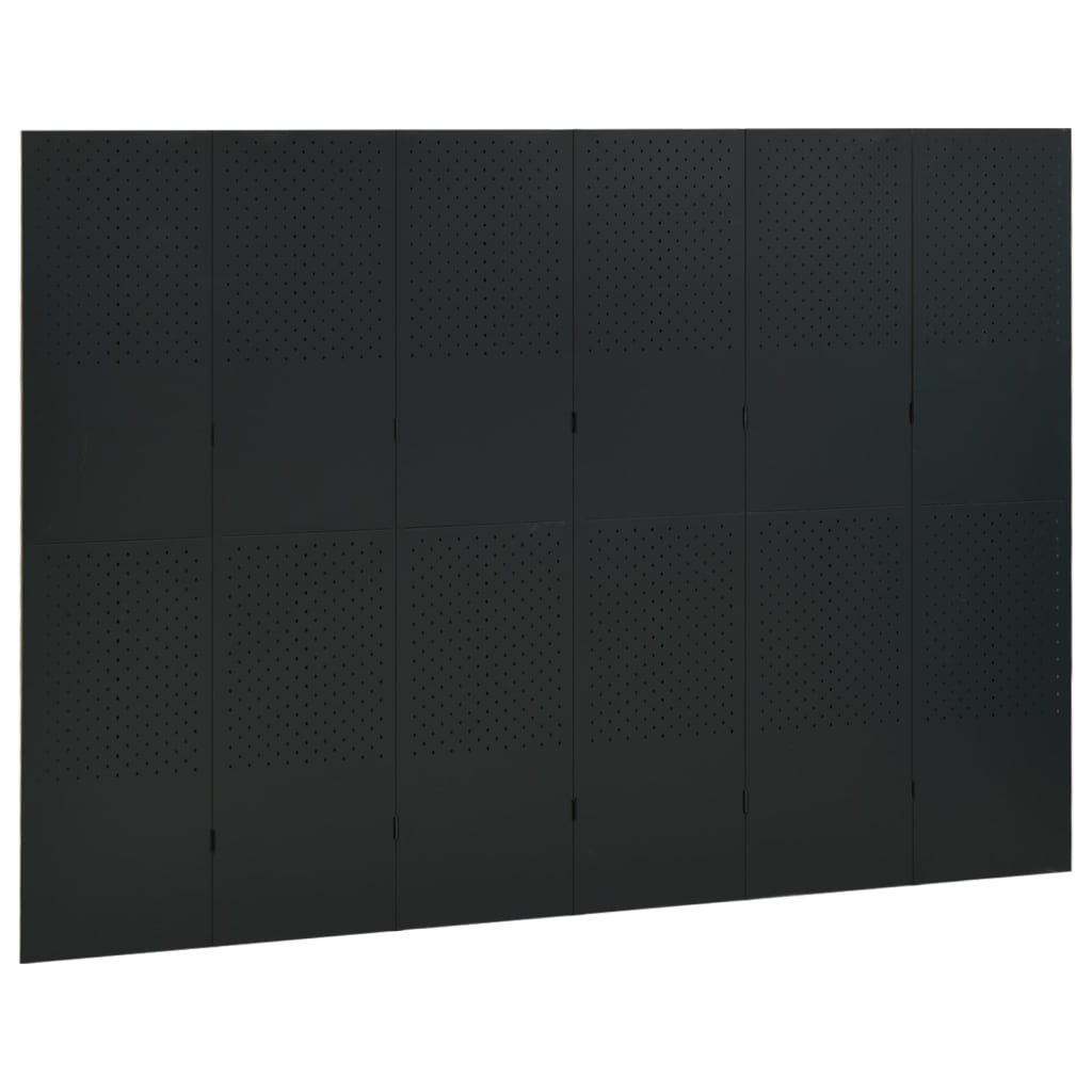 vidaXL 6-Panel Room Dividers 2 pcs Black 240x180 cm Steel