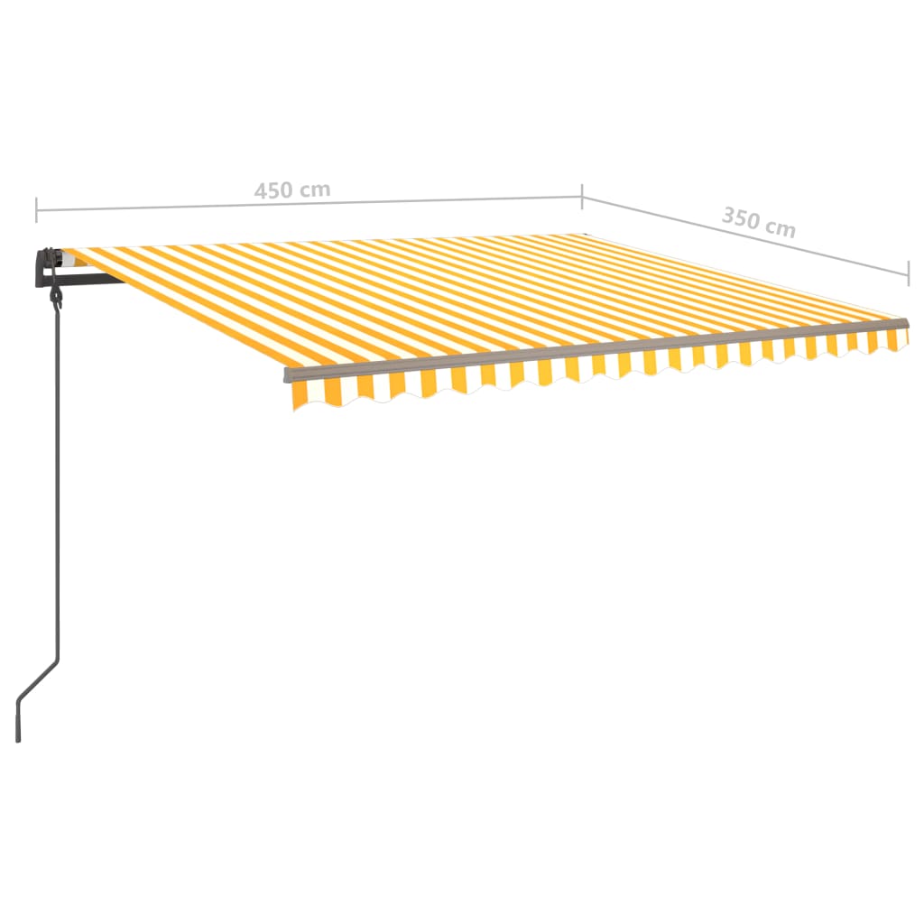 vidaXL Automatic Retractable Awning with Posts 4.5x3.5 m Yellow&White