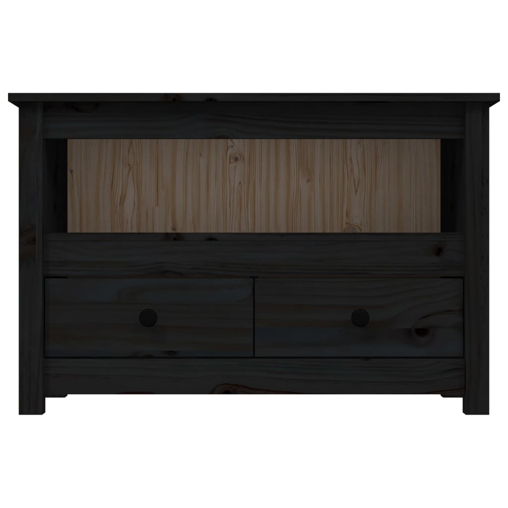 vidaXL TV Cabinet Black 79x35x52 cm Solid Wood Pine