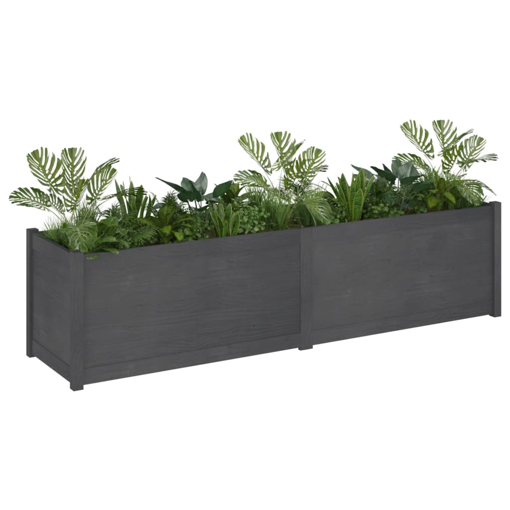 vidaXL Garden Planter Grey 200x50x50 cm Solid Pinewood