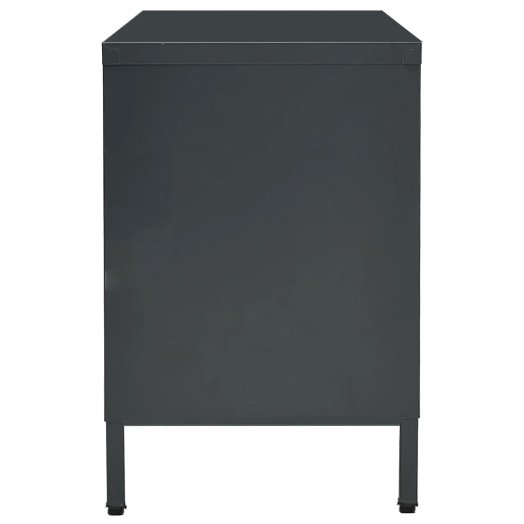 vidaXL TV Cabinet Anthracite 105x35x52 cm Steel and Glass