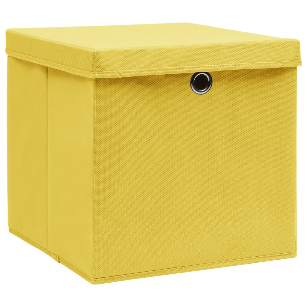 vidaXL Storage Boxes with Covers 4 pcs 28x28x28 cm Yellow