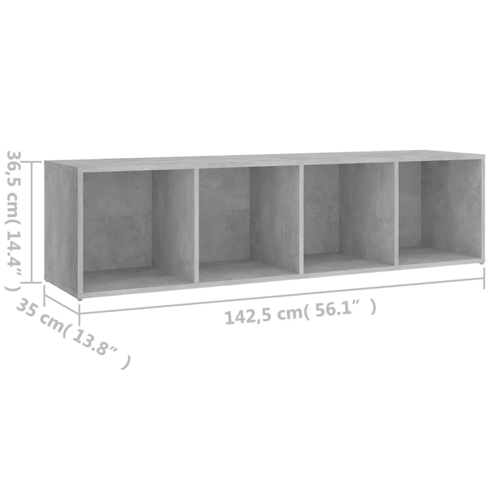 vidaXL TV Cabinet Concrete Grey 142.5x35x36.5 cm Chipboard