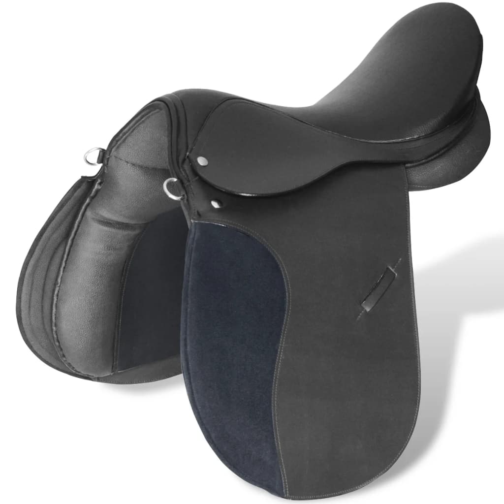 Horse Riding Saddle Set 17.5" Real leather Black 12 cm 5-in-1