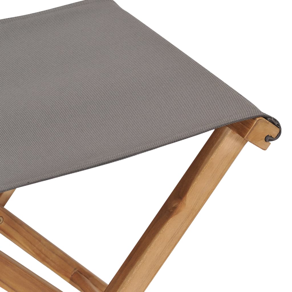 vidaXL Folding Chairs 2 pcs Solid Teak Wood and Fabric Dark Grey