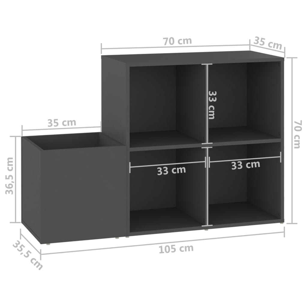 vidaXL Hall Shoe Cabinet Grey 105x35.5x70 cm Engineered Wood