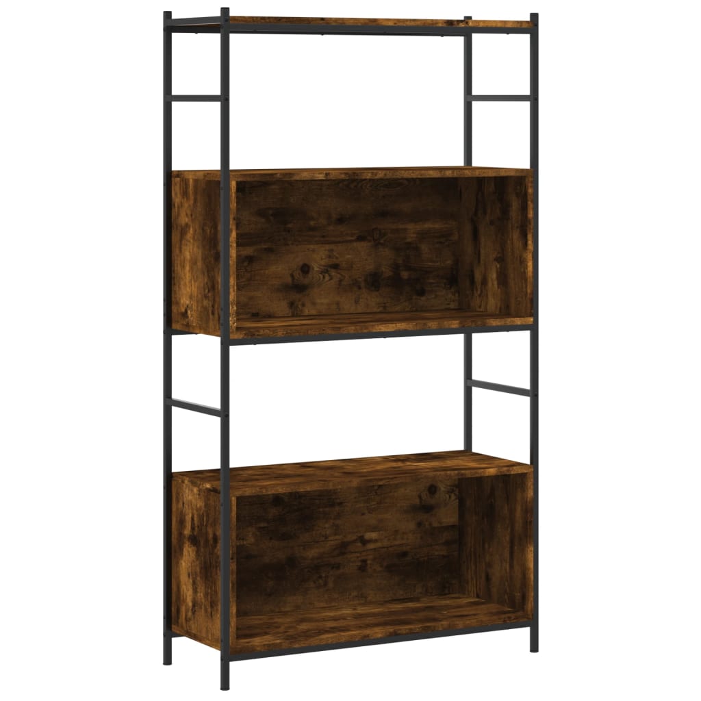vidaXL Bookshelf Smoked Oak 80x30x145.5 cm Engineered Wood and Iron