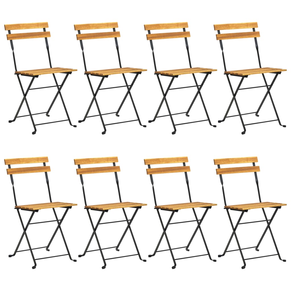 vidaXL Folding Garden Chairs 8 pcs Steel and Solid Wood Acacia