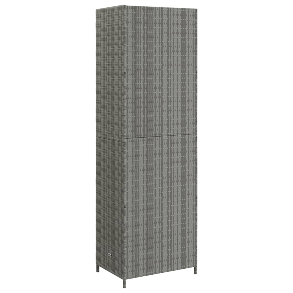 vidaXL Garden Storage Cabinet Grey 59x40x180 cm Poly Rattan